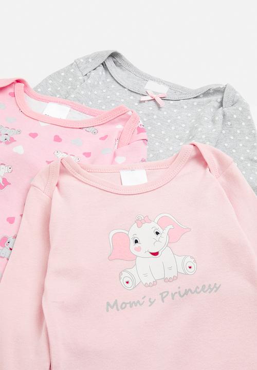 Pop Candy - 3 pc romper set - grey/multi/pink