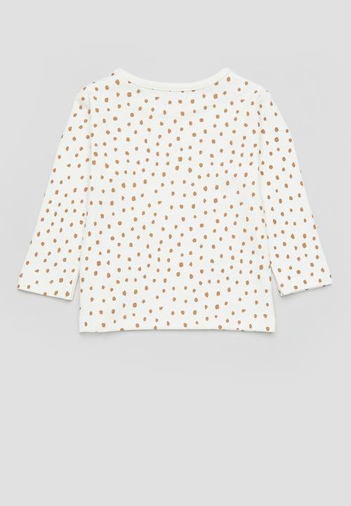 Pop Candy - Polka dot tee - ecru & brown