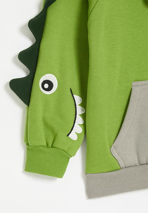 Pop Candy - Dino applique sweat top - grey & green