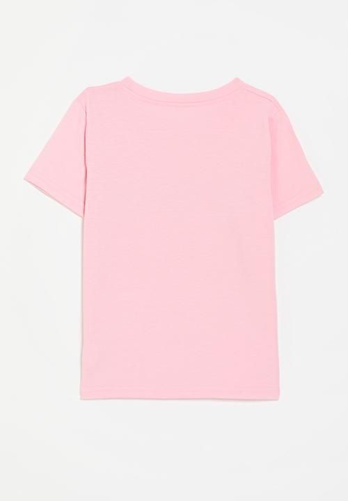 Pop Candy - Heart placement print tee - pink/leopard print