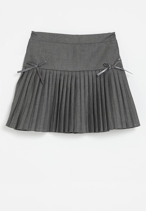Pleated mini skirt-grey