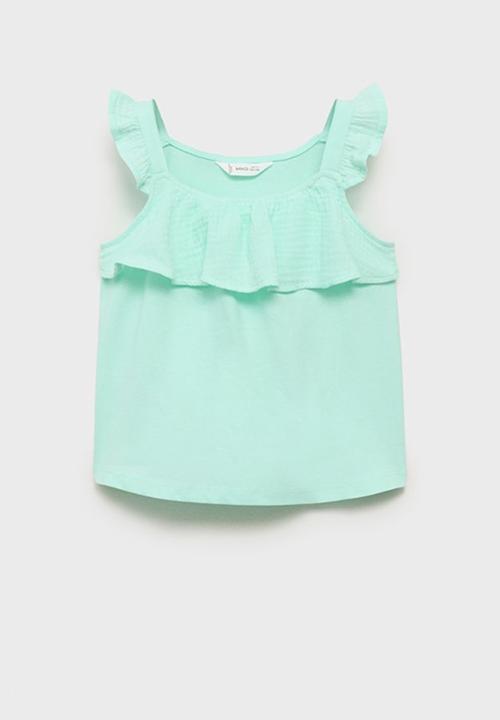 MANGO - T-shirt moni - light pastel green