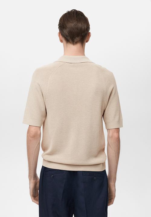 MANGO - Poloshirt LINO - Light Pastel Brown