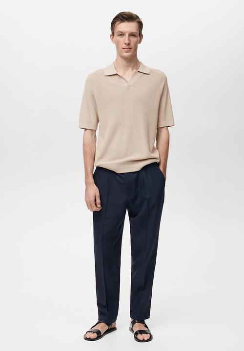 MANGO - Poloshirt LINO - Light Pastel Brown