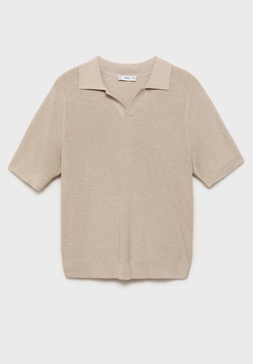 MANGO - Poloshirt LINO - Light Pastel Brown