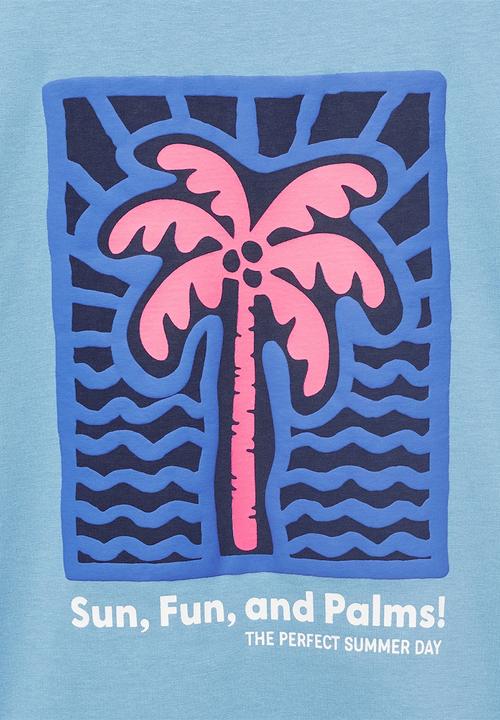 MANGO - T-Shirt Funpalm - Medium Blue