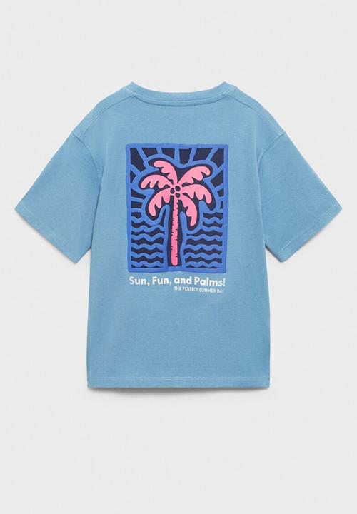 MANGO - T-Shirt Funpalm - Medium Blue