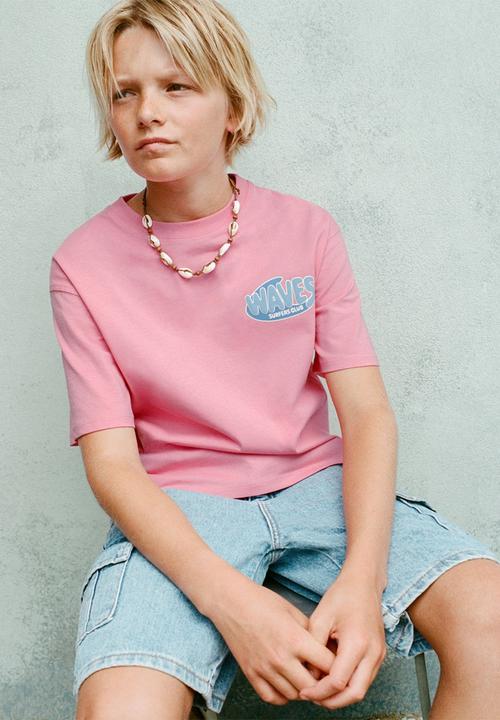 MANGO - T-Shirt Waves - Bright Pink