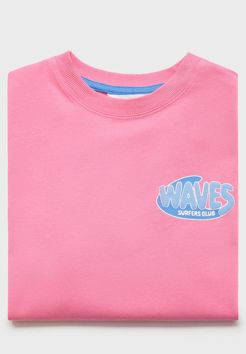 MANGO - T-Shirt Waves - Bright Pink