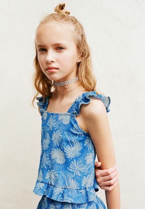 MANGO - T-Shirt Palmera - Medium Blue