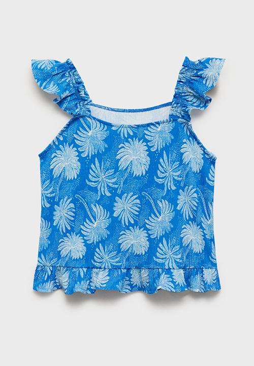 MANGO - T-Shirt Palmera - Medium Blue