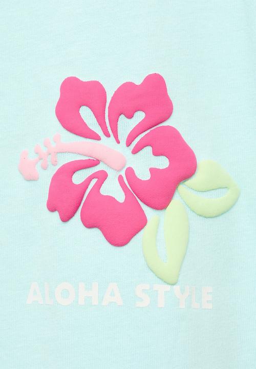 MANGO - T-shirt hibi - turquoise / aqua