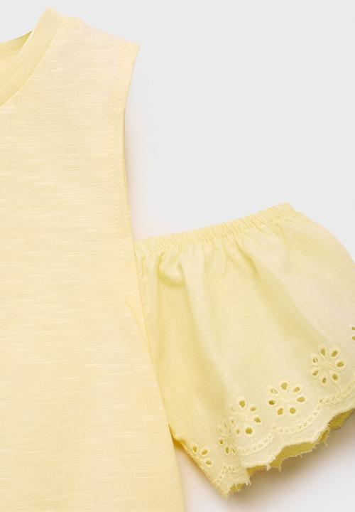 MANGO - T-shirt should - yellow