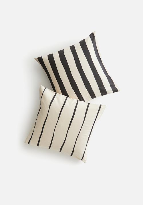 2-pack cotton cushion covers - black,multi