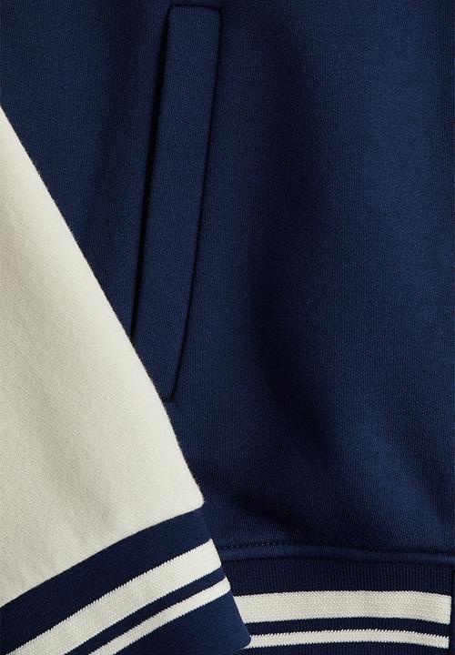 H&M - Appliquéd baseball jacket - navy blue snoopy