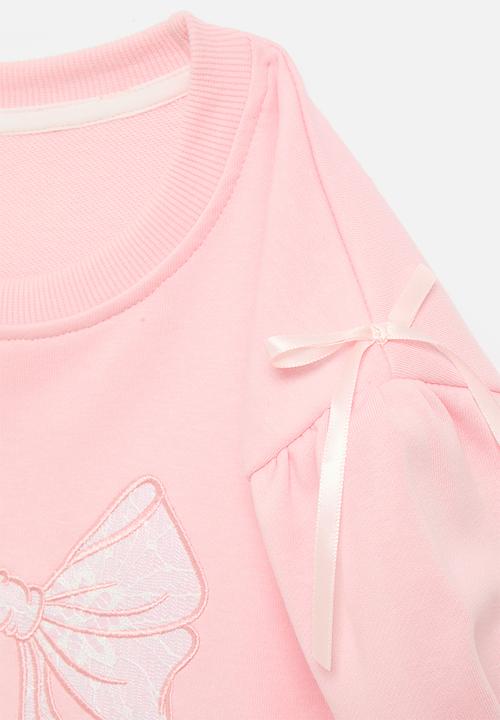Pop Candy - Bow applique sweat top - pink