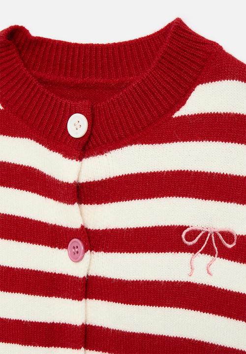 Pop Candy - Striped cardigan - red & ecru