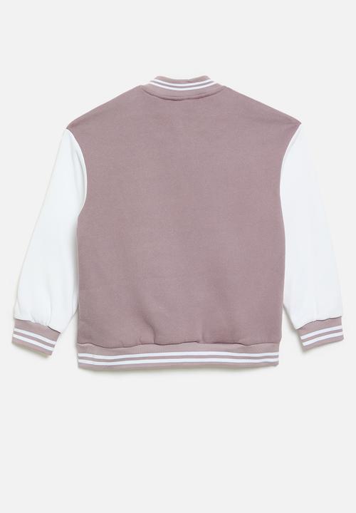 Pop Candy - Contrast baseball jacket - ecru & lilac