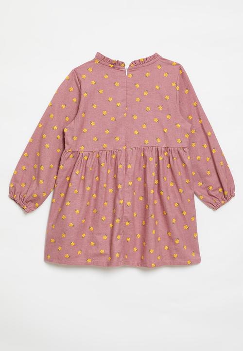 Pop Candy - Floral ruffle neck dress-pink