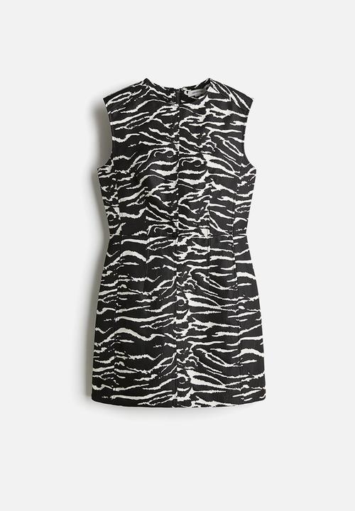 H&M - Jacquard-weave mini dress - black zebra print