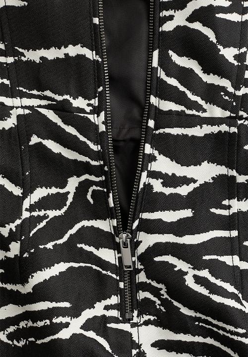 H&M - Jacquard-weave mini dress - black zebra print
