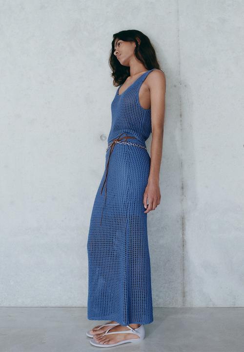 MANGO - Skirt Fabri - Medium Blue