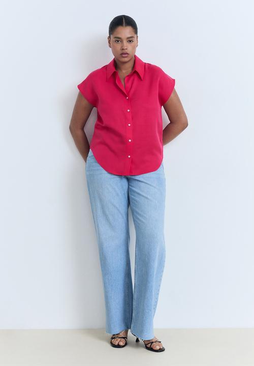 MANGO - Shirt Lim - Medium Red