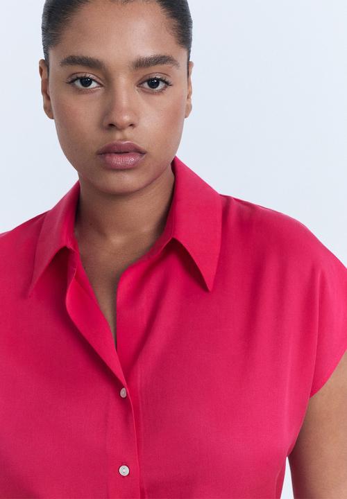 MANGO - Shirt Lim - Medium Red