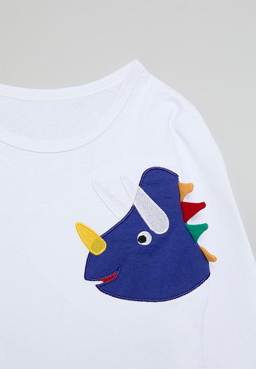Pop Candy - Dino applique tee - white