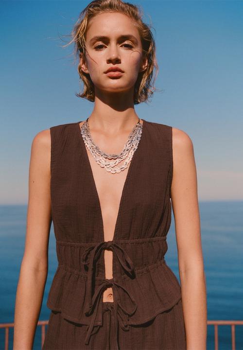 MANGO - Top Corfu - Dark Brown