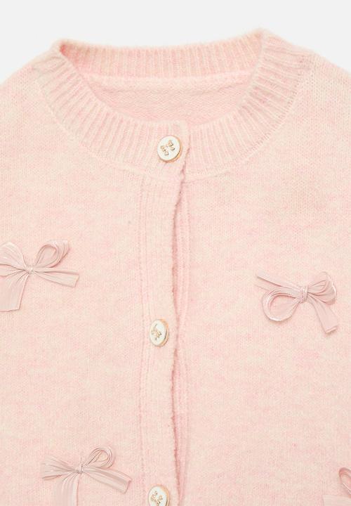 Pop Candy - Bow décor cardigan-pink