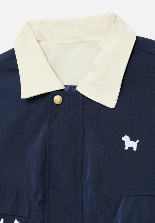 Pop Candy - Contrast collar jacket-navy blue