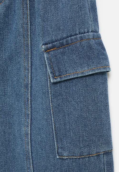 Pop Candy - Denim cargo joggers-blue
