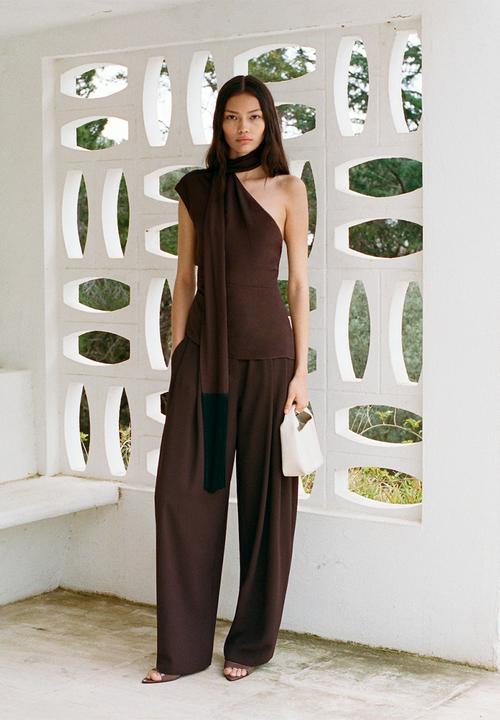 MANGO - Trousers Grace - Dark Brown