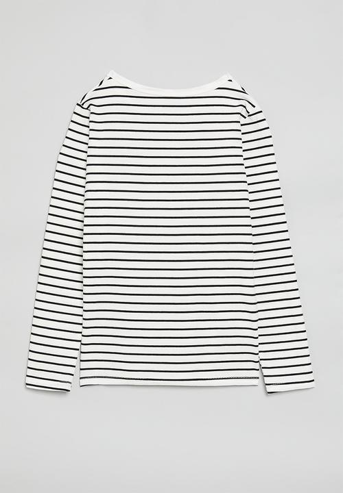 Pop Candy - Striped crew neck tee - black/white