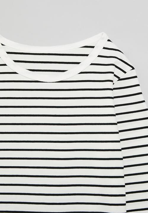 Pop Candy - Striped crew neck tee - black/white