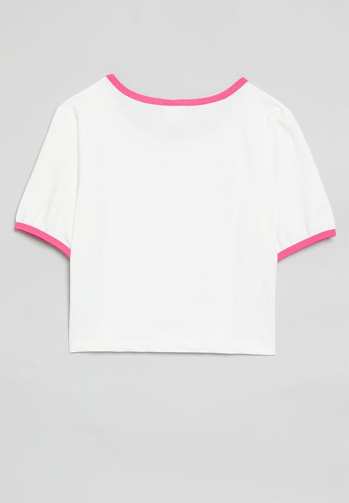 Pop Candy - Crop tee - white & pink