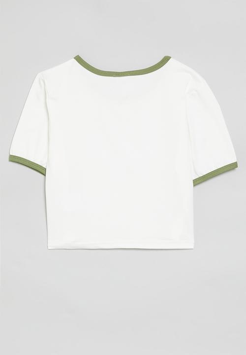 Pop Candy - Crop tee - white & green