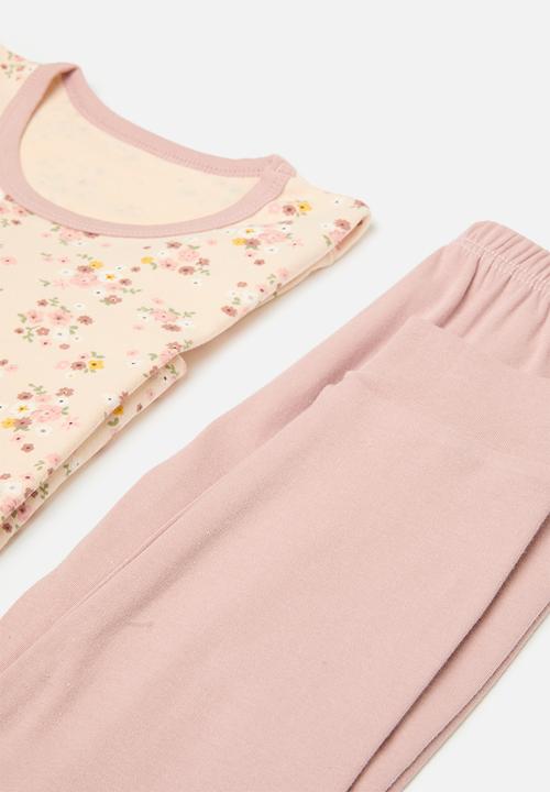 Pop Candy - Floral pj set - ecru & pink