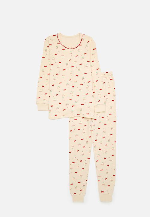 Pop Candy - Printed long sleeve pj set - ecru