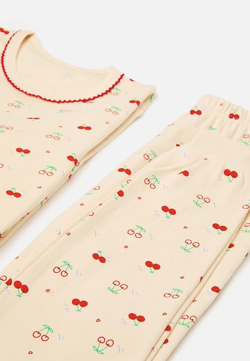 Pop Candy - Printed long sleeve pj set - ecru