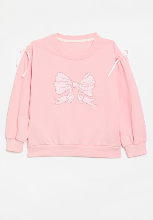 Pop Candy - Bow applique sweat top - pink