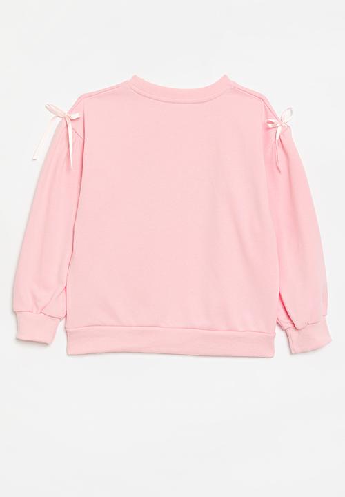 Pop Candy - Bow applique sweat top - pink