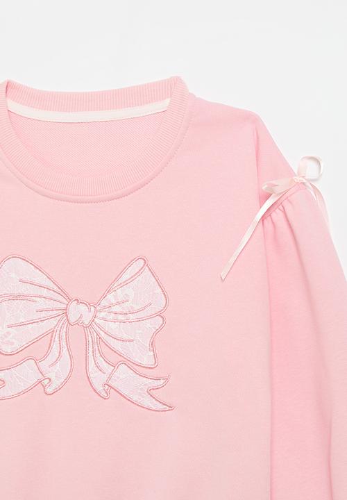 Pop Candy - Bow applique sweat top - pink