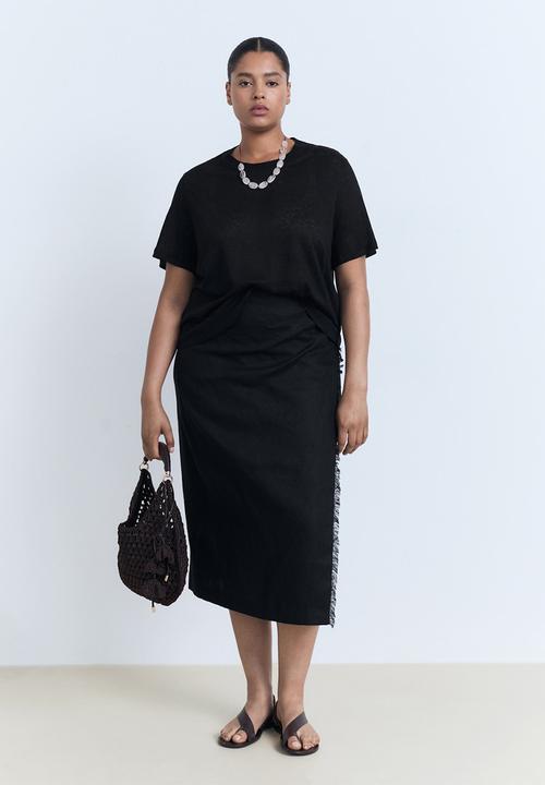 MANGO - T-Shirt Lenu - Black