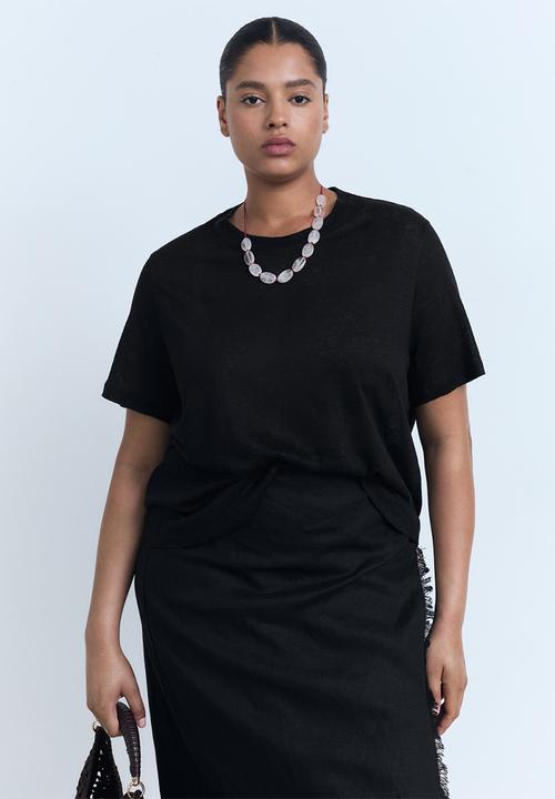 MANGO - T-Shirt Lenu - Black