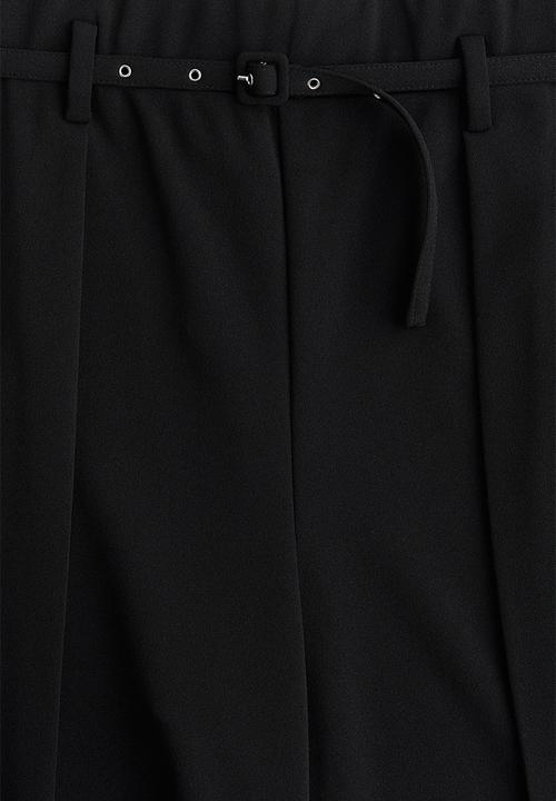 H&M - Wide belted trousers - black