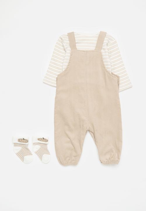 Pop Candy - 3 Piece dungaree set-brown