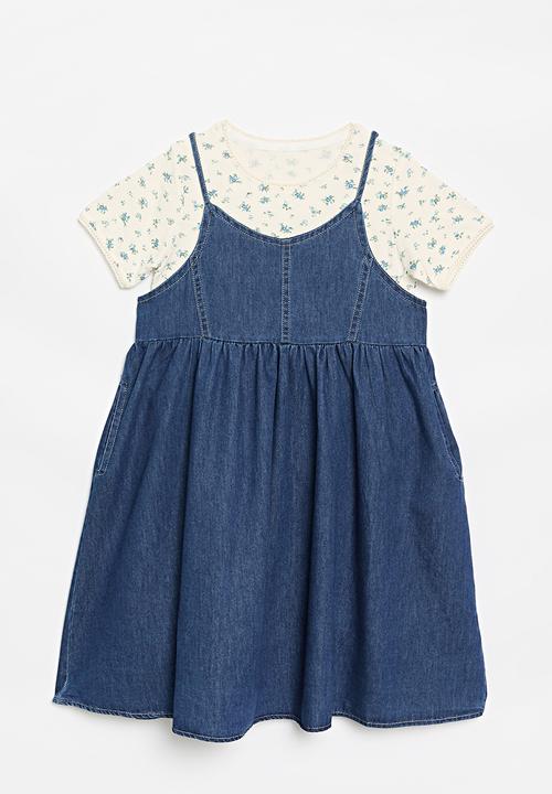 Pop Candy - Dress & tee set - blue & white