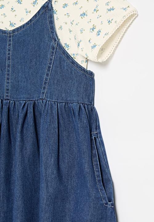 Pop Candy - Dress & tee set - blue & white